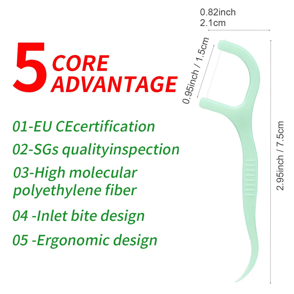 50/100/150/300/600pcs - Refreshing Mint Floss Stick - Clean and Cleanse Between Teeth with One Piece