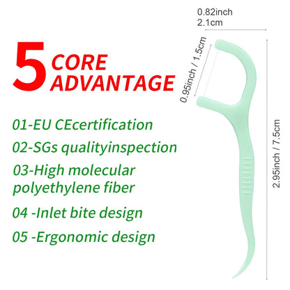 50/100/150/300/600pcs - Refreshing Mint Floss Stick - Clean and Cleanse Between Teeth with One Piece