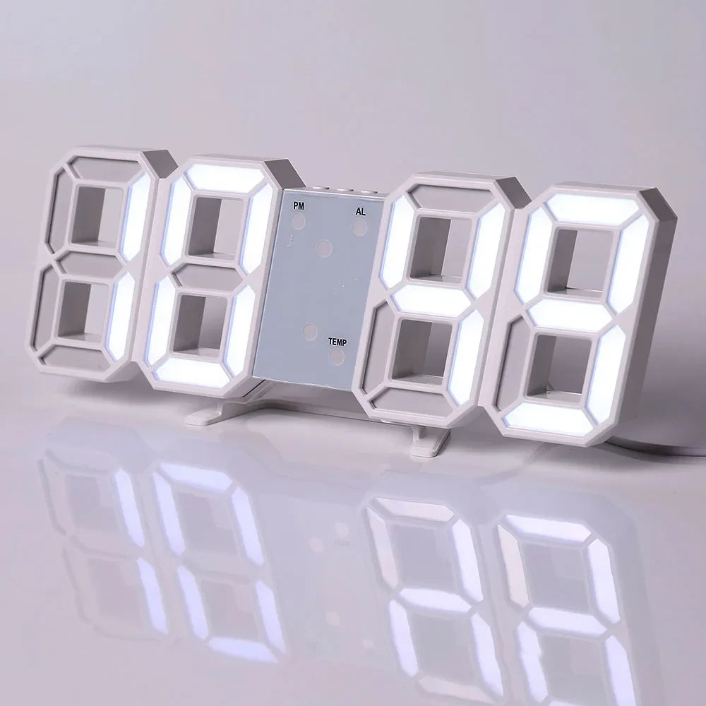 Table 3D LED Digital Alarm Clock Wall Clock Time/Date/Temperature for Home Kitchen Offices Clock Decoration Garden Clocks