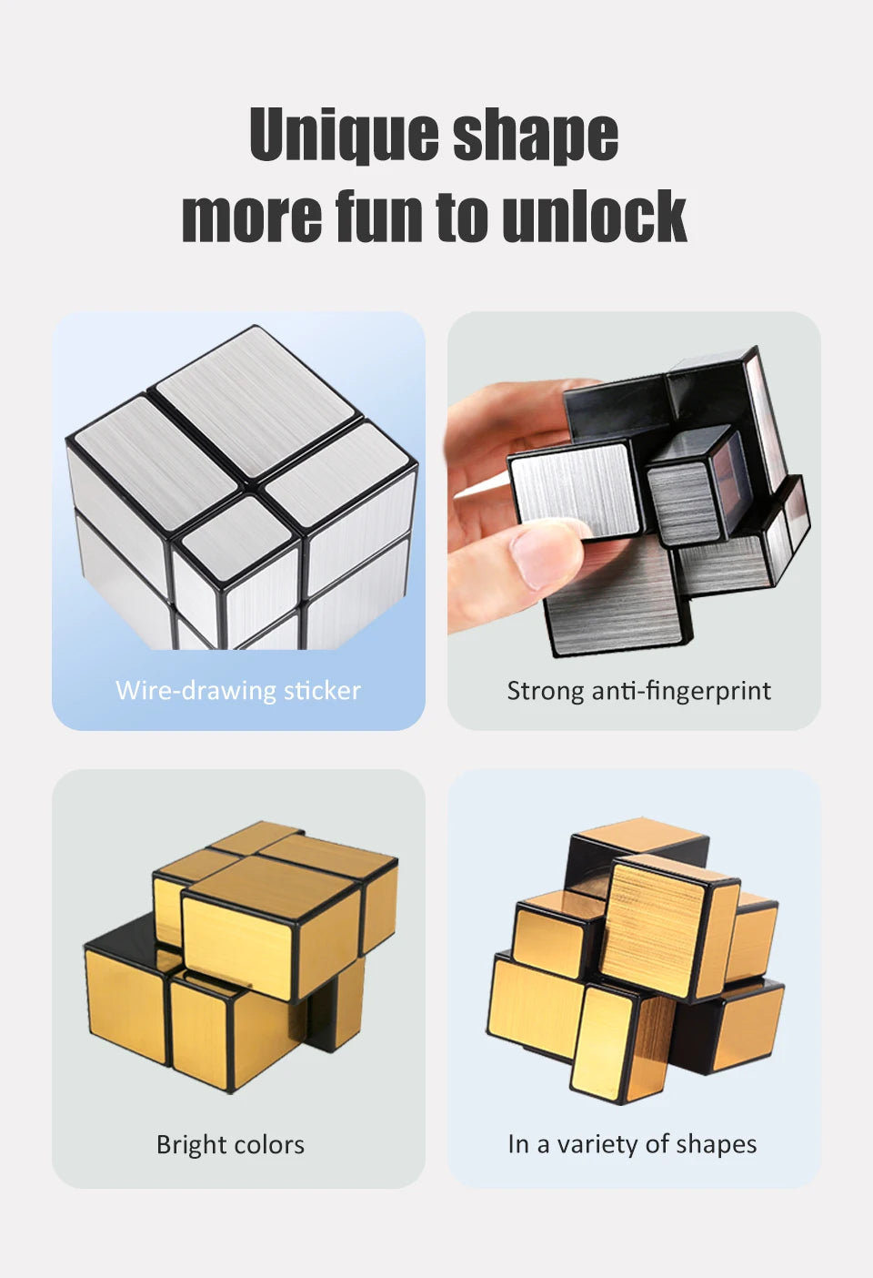 SENGSO Mirror Magic Cube 2x2 3x3 Golden Silver Magic Cubo Profession Puzzle High Quality Children's Toys