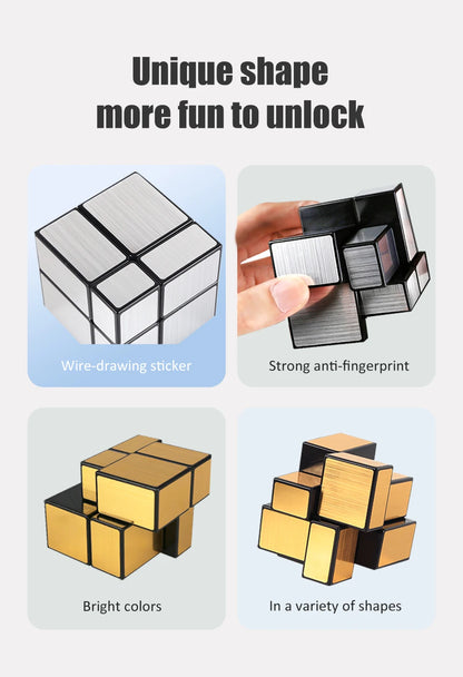 SENGSO Mirror Magic Cube 2x2 3x3 Golden Silver Magic Cubo Profession Puzzle High Quality Children's Toys