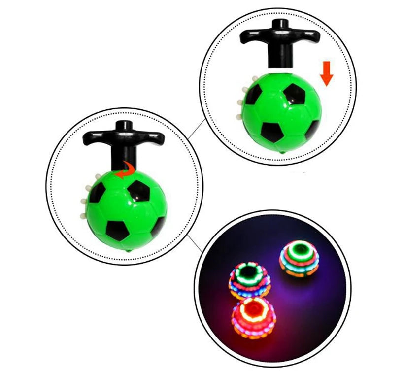 1 Pc Cartoon Spinning Top Football Submarine PVC Model LED Flashing Light Music Launcher Night Glow Kid Gift Toy