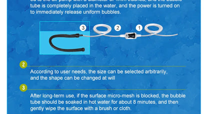 Aquarium Air Pump Oxygen Air Bubble Tube Aerator for Fish Tank Waterscape Bendable Air Stone Pipe Strip Diffuser Accessories