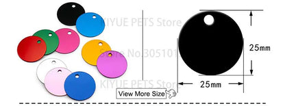 Personalized Random Mix 20pcs Aluminum Pet Dog Tag Nameplate Pedant For Cat Collar Ring Anti-Lost Accessories