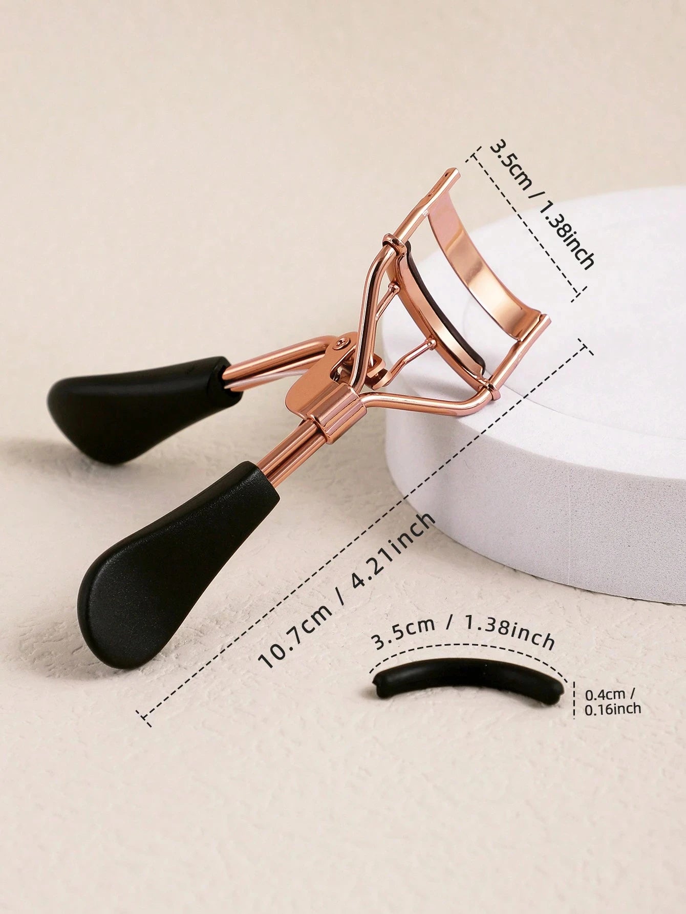 1PC Eyelash Curler and 15 Silicone Pads, Portable Stainless Steel Gold Eyelash Curler,Curling & Shaping,Not Hurting