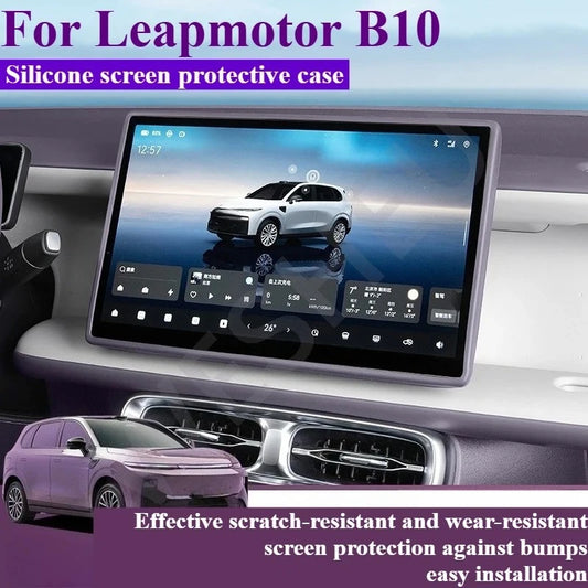 For Leapmotor B10 Silicone Screen Protector Frame Navigation Screen Anti-bump Protective Case Car Interior Decoration Products