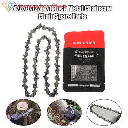 4/6/8/12/14/16 Inch Metal Chainsaw Chain Spare Parts Link Chainsaw Saw Chain Blade For Electric Saw Accessories Wood Cutting