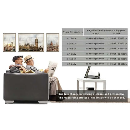 3D HD Phone Screen Amplifier Projector, Foldable Stand for Movies Videos Games, Compatible with All 10 Inch Smartphones