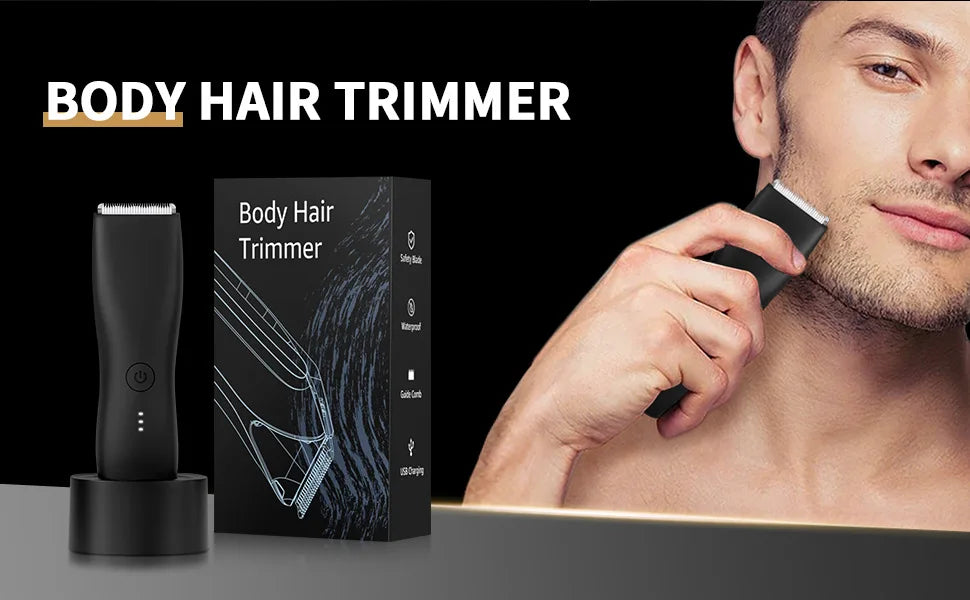 [IPX6] Men's Groin/Body Trimmer w/ SkinSafe - Foil Blades & Precision, Rechargeable Ball Shaver for Sensitive Skin