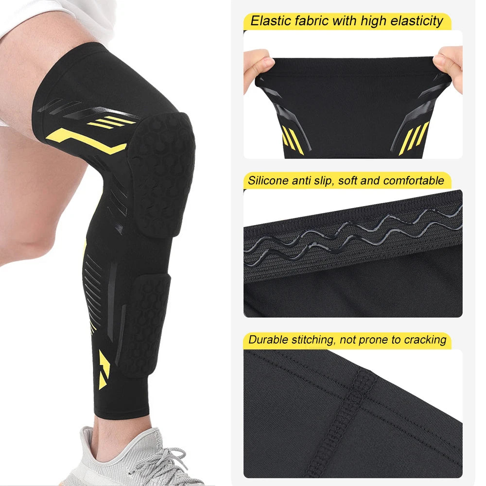 1PC Knee Compression Sleeve with Padded Protection - Breathable Leg Support for Basketball,Football,Running,Sport- Youth & Adult