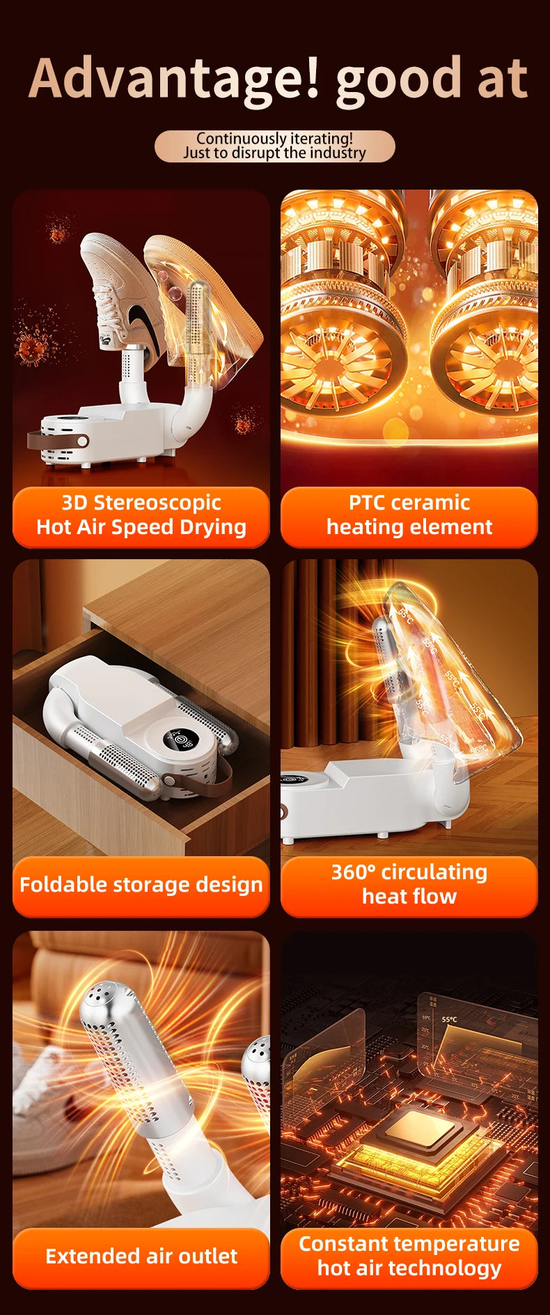 HOMEFISH Intelligent Shoe Dryer Quick Drying Deodorizing Sterilizing Adjustable Timer Household Shoe Warmer And Heater