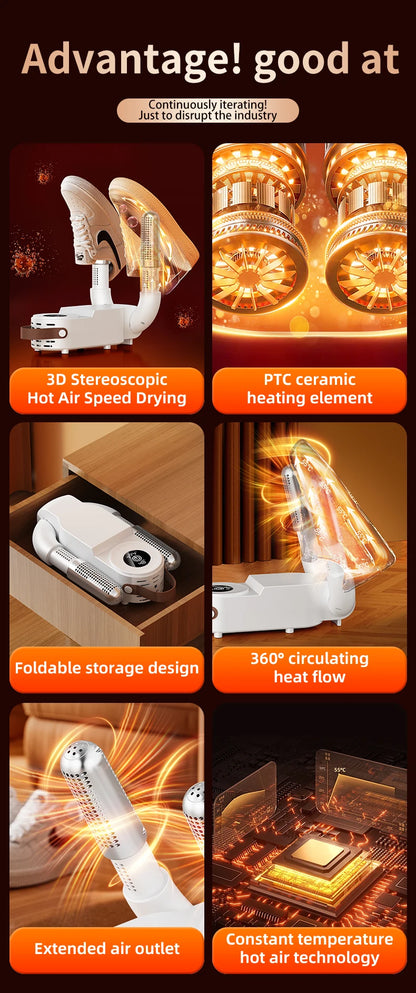 HOMEFISH Intelligent Shoe Dryer Quick Drying Deodorizing Sterilizing Adjustable Timer Household Shoe Warmer And Heater
