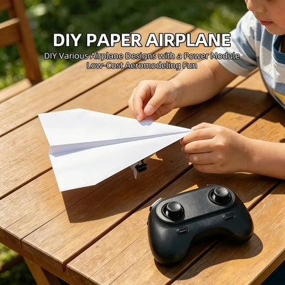 Hotfree RC Paper Airplane Kit, Remote Control Plane with Gyro Stabilizer & Dual Propellers, DIY Foldable Flying Toy, Easy-to-Fly STEM Toy, Birthday Gift for Kids Boys & Adults