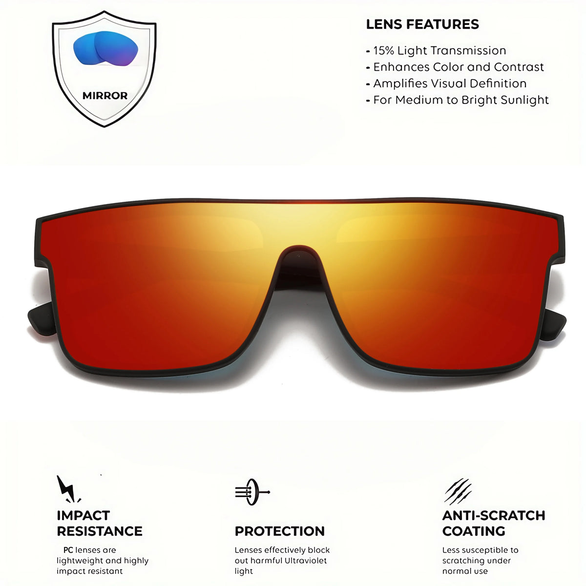 Classic Square Fashion Sports Sunglasses - Patterned Temples, Unisex for Cycling, Hiking, Travel - Perfect Gift