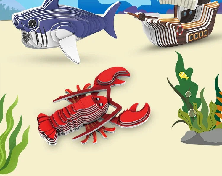 3D Jigsaw Puzzles for Kids Jurassic World Dinosaur Educational Toys Paper Animal Puzzle Cartoon Model Toys Children's Day Gift