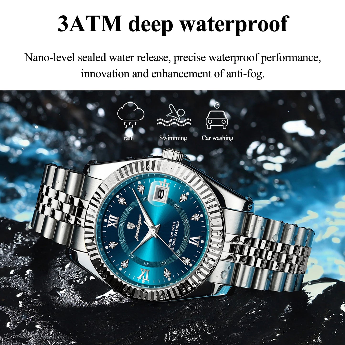 POEDAGAR Original Men Wristwatch Waterproof Luminous Date Business Man Clock Stainless Steel Quartz Military Men's Watches Reloj