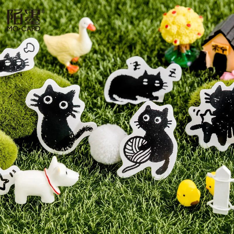 45Stickers / Box Kitten Notebook Boxed Stickers Cartoon Cute Decorative Photo Album Diy Stickers Growth Manual