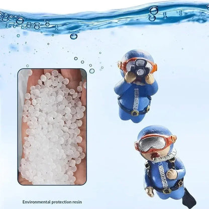 Fish Tank Scenery Ornaments Diver Decor Blue Fatty Diver Ornamental Fish Tank PVC Solid Floating Doll Aquarium Hanger Safe
