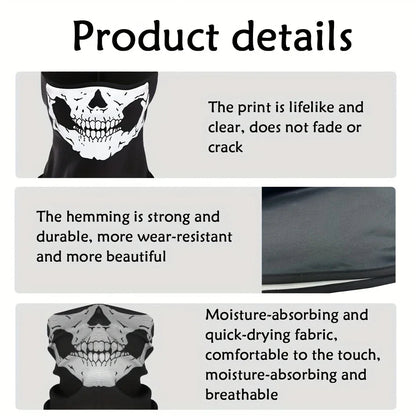 Motorcycle Balaclava Full Face Mask Skull Print Motorbike Full Face Mask Windproof Skiing Head Neck Warmer Bicycle Helmet Liner