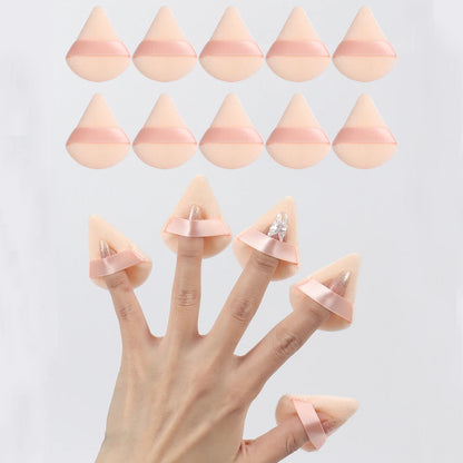 10Pcs Mini Triangle Shape Velvet Powder Puffs, Soft Makeup Blender Sponges for Face Contouring, Eyes & Corners