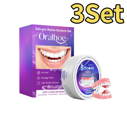 Silicone Denture Set Fit Temporary Orthodontic Teeth Dentures Fake Tooth Oral Hygiene Care Whitening Dentures Simulation Braces