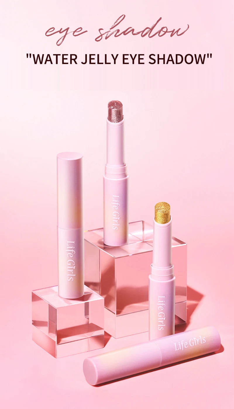 Water-Gloss Jelly Eyeshadow Stick Is a One-Swipe Makeup Highlight Eyeshadow Stick with Pearl Shimmer in Multiple Colors. Luminous Highlight Eyeshadow Stick Is a Two-Use Stick for Eyebrows. Waterproof Effect That Lasts Long an