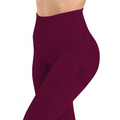 Women's tight yoga seamless pants, solid color multi-color optional, high waist belly-closing exercise running Capri yoga pants,