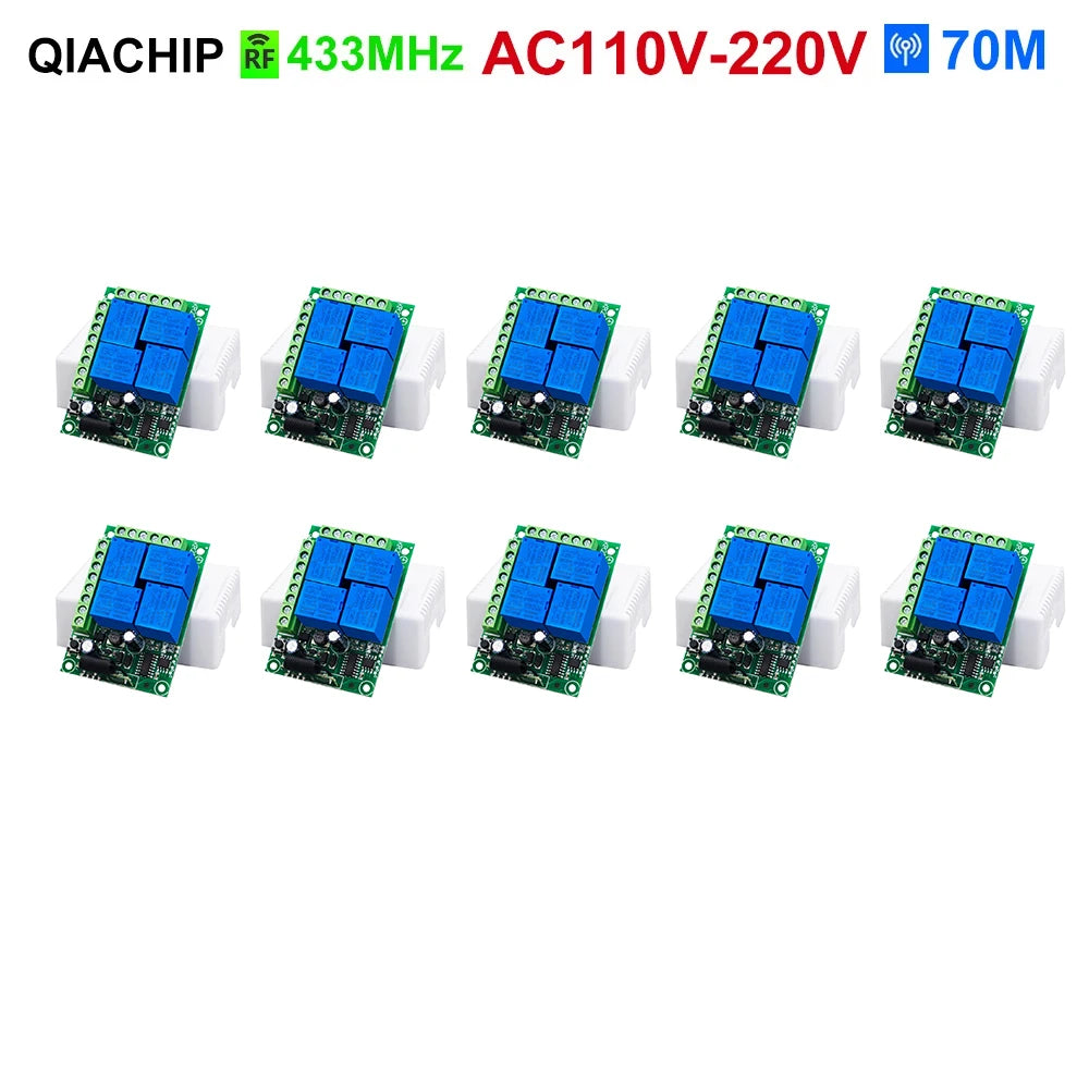 433Mhz Universal Wireless Remote Control AC110V 220V  Relay 4CH Module Receiver 4B Transmitter For Garage Door Gate Motor Light