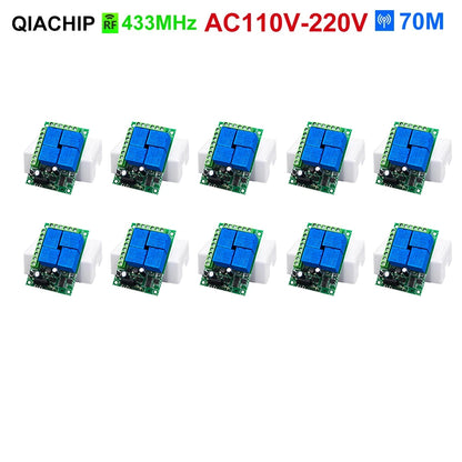 433Mhz Universal Wireless Remote Control AC110V 220V  Relay 4CH Module Receiver 4B Transmitter For Garage Door Gate Motor Light