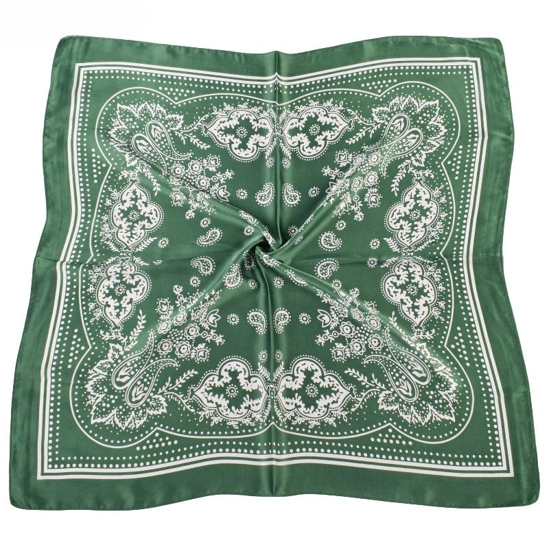 68cm Paisley Small Cashew Flower Scarf for Women Spring and Summer Thin Satin Square Scarf Retro Versatile Headscarf Shawl