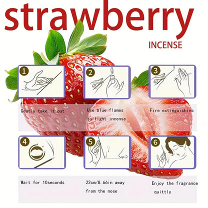 Red High-Quality Creamy Strawberry Incense Stick - Long-Lasting Strawberry Scent with Woody Notes, Fruit Meditation Yoga Home Office Party Holiday Gift, Eliminates Fatigue, Long-Lasting Fragrance (Doesn'T Scatter, Burns Evenl