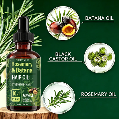 YUITIKUE Rosemary & Batana Hair Oil 30ml 10 In 1 Plant Raw Oil Strengthen Hair Non-Sticky Fast Absorbing Hair Care Serum