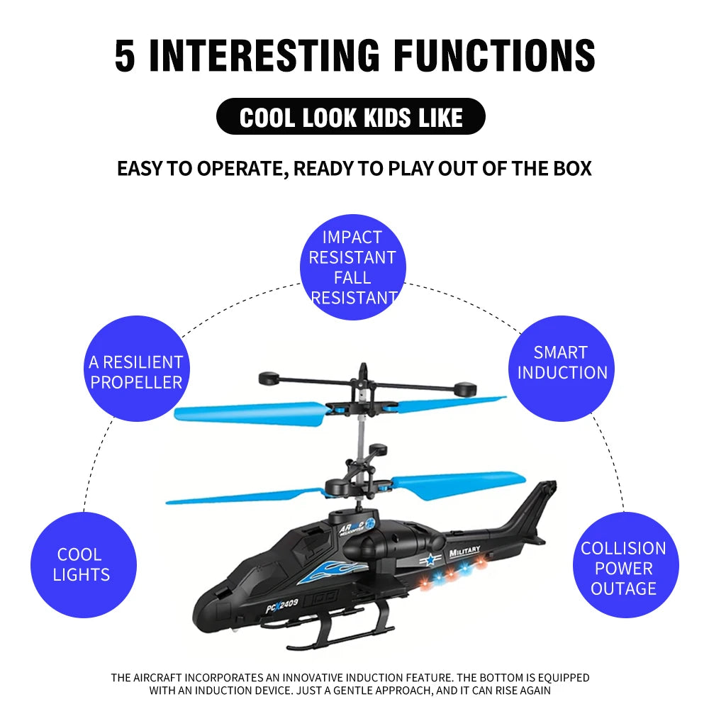 2-Way Remote Control Airplane Infrared Induction Helicopter LED Lights Drone USB Charging Fighter Model Boy Toy