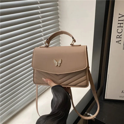 Lucky butterfly bag women's new fashion solid color simple texture trend beautiful casual shoulder messenger bag portable small