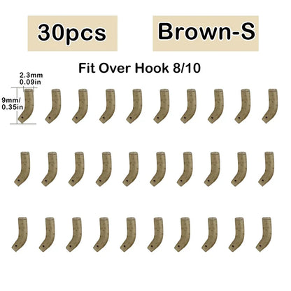 30pcs Terminal Carp Fishing Anti-Tangle Sleeves Connect with Fishing Hook Rubber Tip Tube Positioner Terminal Fishing Tackles