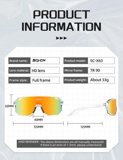SCVCN Men Cycling Glasses Photochromic Sunglasses Mountain Bike Road Bicycle Eyewear MTB Cycle Goggles Sports UV400 Glasses Hot