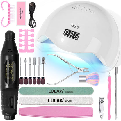 YIKOOLIN 13-in-1 UV LED Lamp Professional Nail Tool Set With UV/LED Nail Lamp 20000RPM Lectric Drill Machine Kit For Beginners