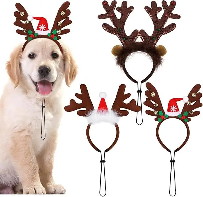 Christmas Decoration Pet Headwear Party Dress Up Antlers Hair Hoops Pet Supplies Christmas Hat Headbands Dog Elk Hair Hoops
