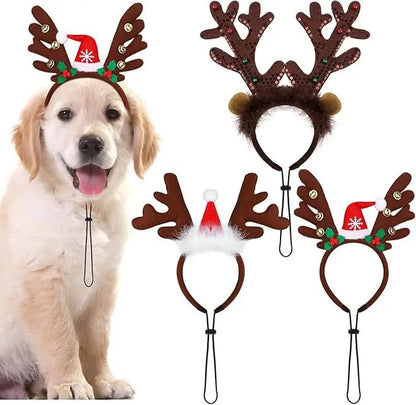 Christmas Decoration Pet Headwear Party Dress Up Antlers Hair Hoops Pet Supplies Christmas Hat Headbands Dog Elk Hair Hoops