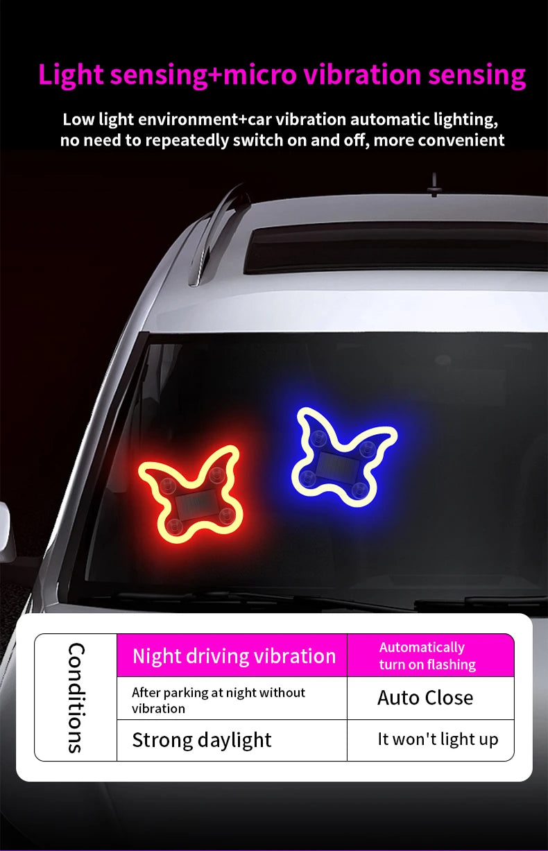 Universal Solar Atmosphere Light Heart-shaped Dynamic Gradient LED Fit Car Interior Ambient Light Decoration Accessory RGB