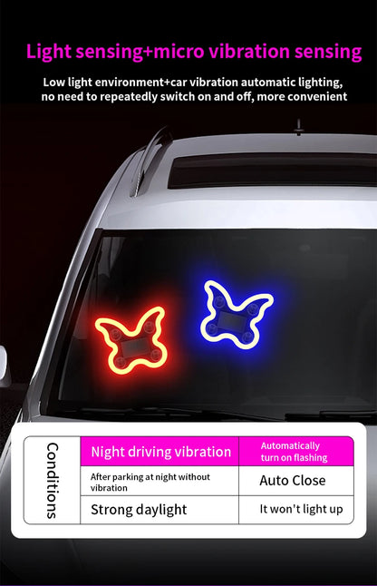 Universal Solar Atmosphere Light Heart-shaped Dynamic Gradient LED Fit Car Interior Ambient Light Decoration Accessory RGB