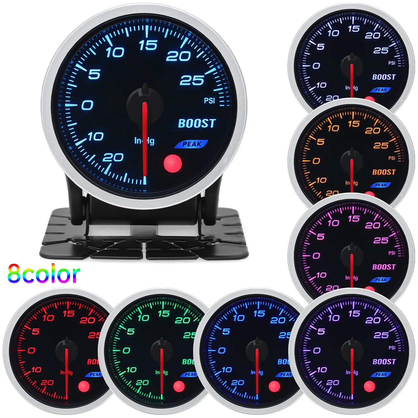 Universal Auto 12V 52mm 8 Color Racing Car Oil Pressure Water Oil Temp EGT Exhaust Temp Turbo Boost Tachometer Gauge Meter
