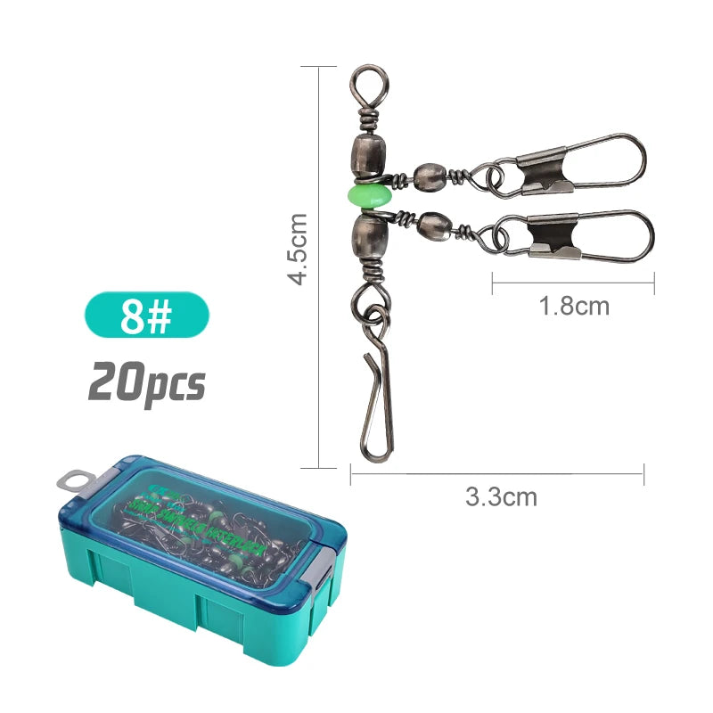 New Luminous Squid Jig Lure Swivels Fishing Bearing Rolling Swivel Solid Ring Fishing Connector With Interlock Snap Accessories