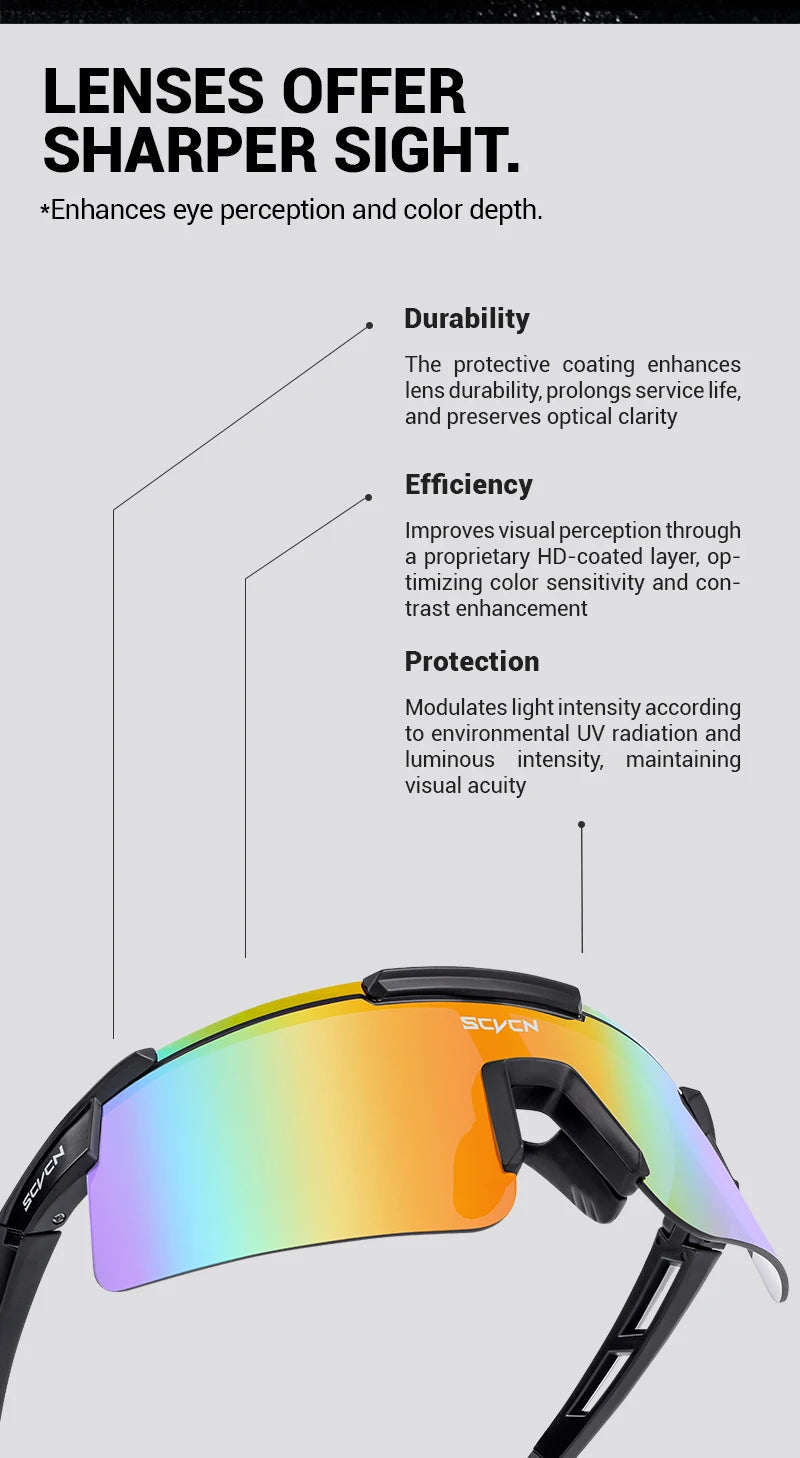 SCVCN New Men Bicycle Sunglasses Women Outdoor Cycling Glasses MTB Driving Bike Eyewear Sports Running Hiking UV400 Goggles