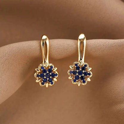 Antique Asymmetric Tulip Flower Pattern Stone For Women Party Gift Accessories Custom Jewelry