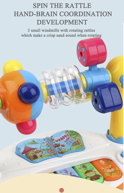 Baby Toys Drum Piano Keys Musical Instrument Kids Toys Rotating Keyboard With Lights Sound Toddlers Educational Christmas Gifts