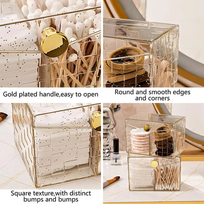 Qtip Holder Dispenser  Clear Bathroom Organizer Jar  Swab/Pad/Ball Holder Container Cosmetics Storage Boxes for Vanity