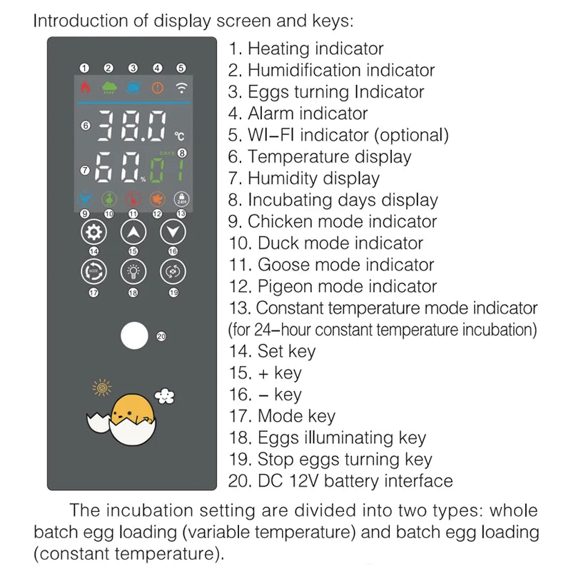24 Egg Incubator Full Automatic Touch Temperature Control Farm Hatchery Machine Chicken Duck Quail Bird Brooder Eggs Incubator