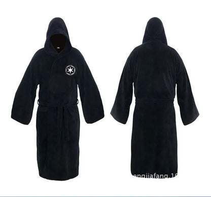 Jedi Cosplay Nightgown Male Homewear Flannel Robe Male With Hooded Thick Star Dressing Gown Empire Men's Bathrobe Winter Robe