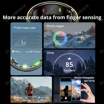 2026 Smart Ring Blood Pressure Heart Rate Sleep Monitoring Smartring IP68 & 5ATM Waterproof Multi-sport Smartring Man Women R11C